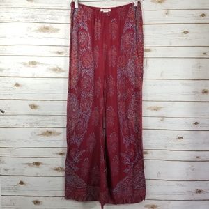 Billabong Red Paisley Wide Leg Pants